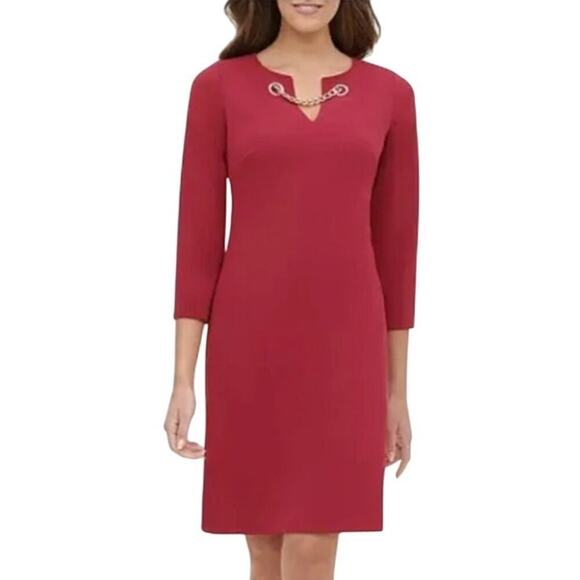 Tommy Hilfiger Dresses & Skirts - New Tommy Hilfiger Maroon Chain Long Sleeve Dress
